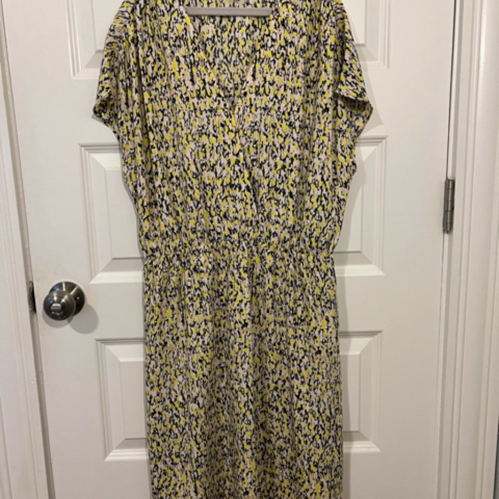 Halogen Black-Yellow Pattern Front Wrap Dress - image 4